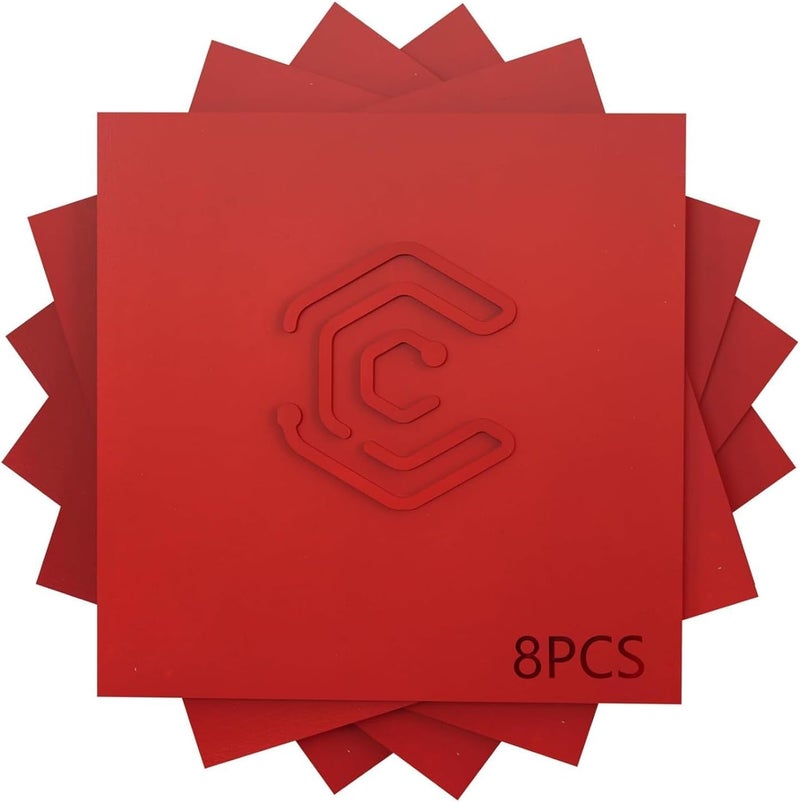 Creatorally 8 Pack Pre-Painted Colored Plywood Sheets,12x12x1/8 Inch (3mm) Basswood,Ideal for Laser Cutting, Engraving, DIY Crafts, Ornaments, Models Making (Red) - Image 1